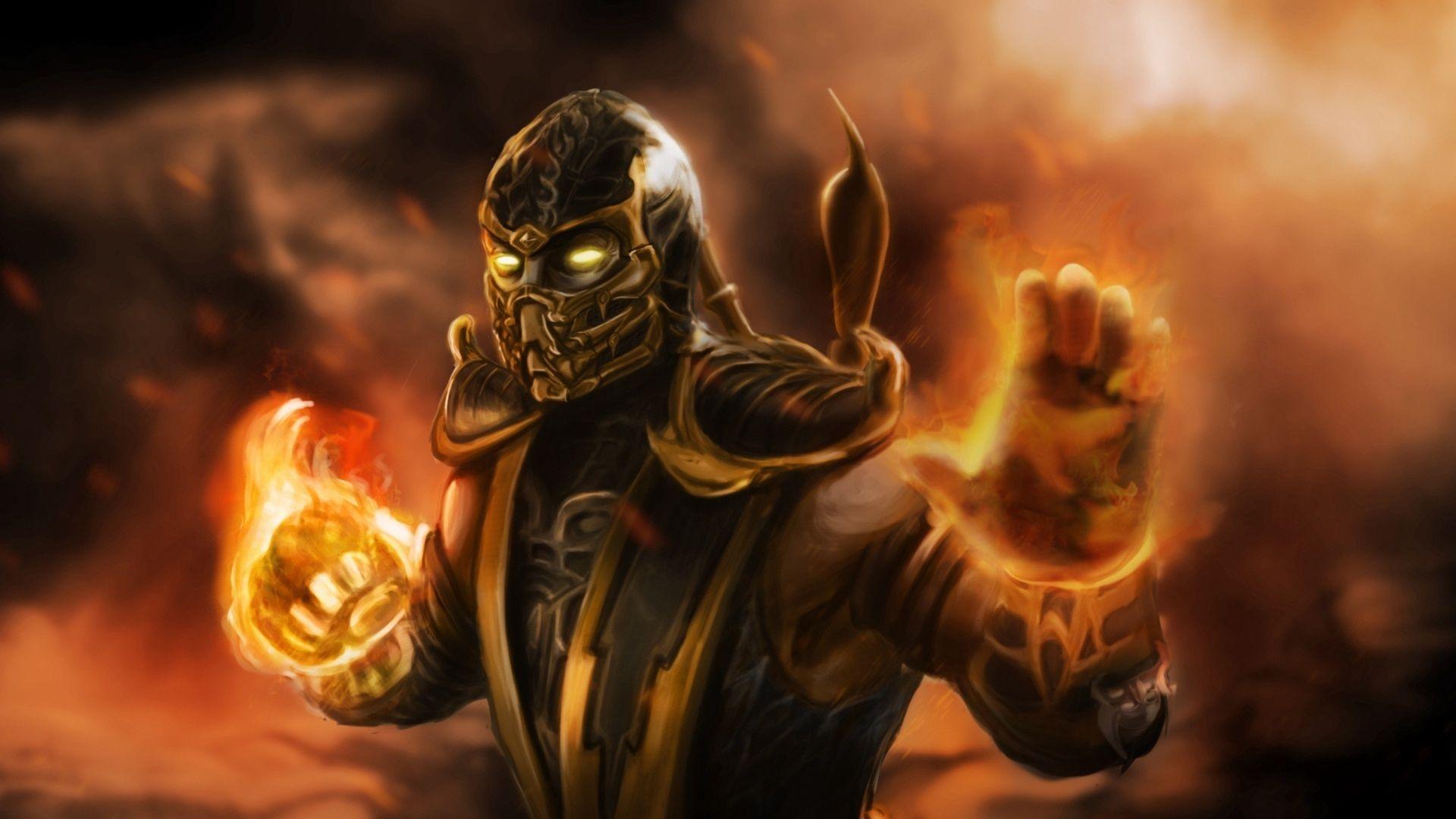 1920x1080 Download wallpaper 1920x1080 mortal kombat, scorpion, ninja, art