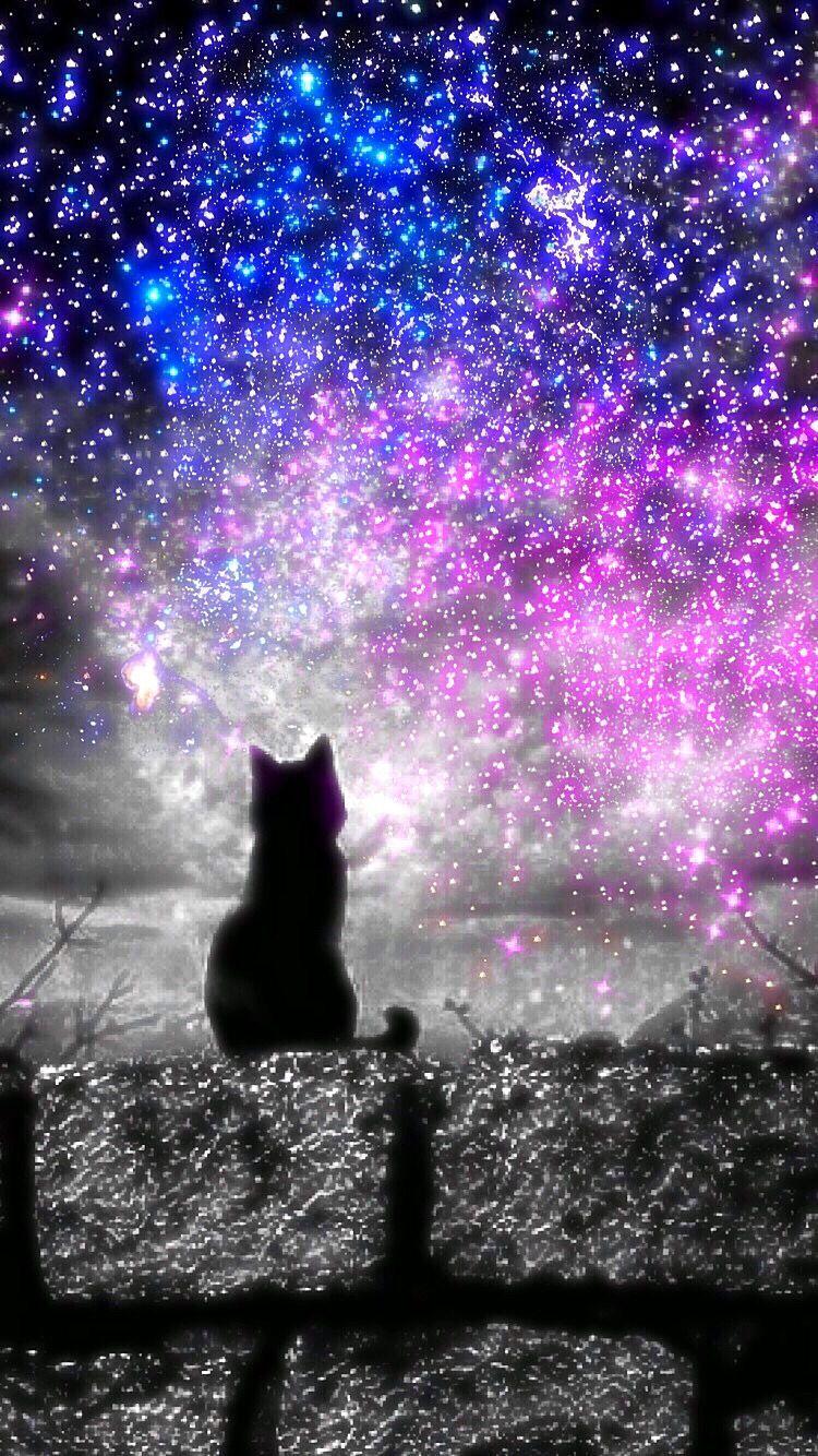 750x1334 iPhone Wallpaper. Cat, Purple, Violet, Black cat, Sky, Felidae