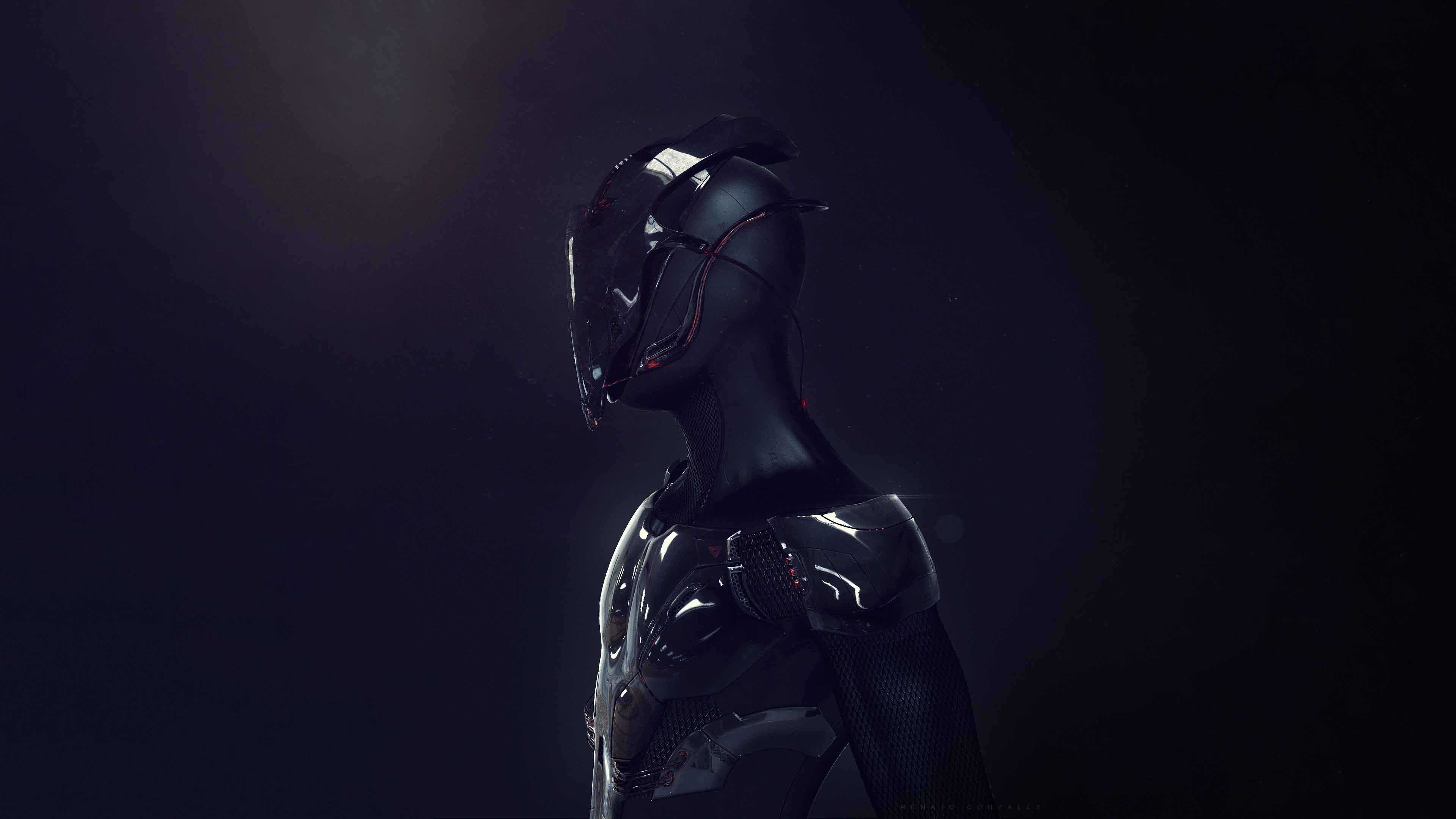 3840x2160 3D Robocorp Robot Artwork Concept Ninja Costume Elegant Wallpaper
