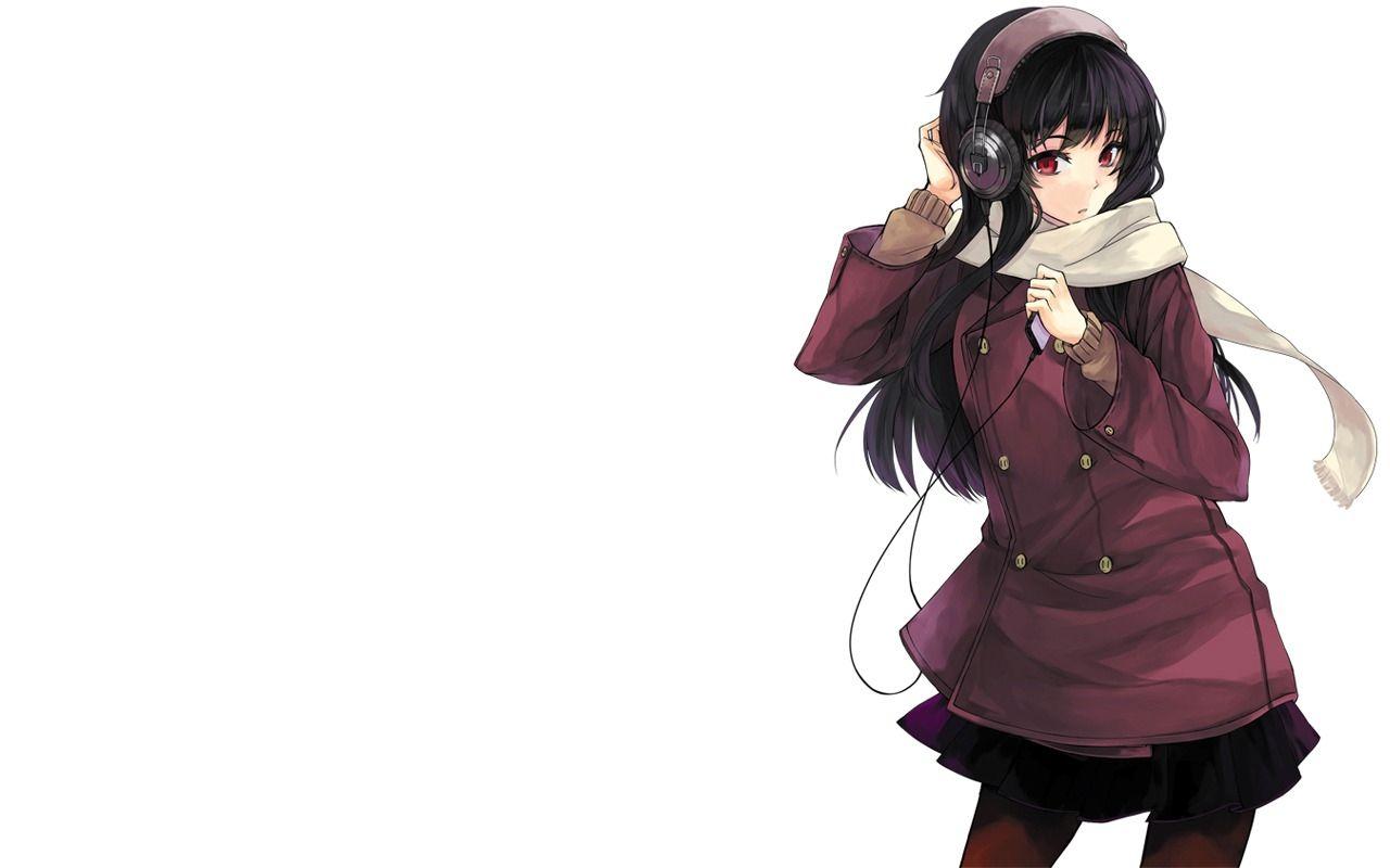 Cute Cartoon Anime Girl with Headphones is Listening To Music in Vector  Stock Vector  Illustration of earphones listen 92428153