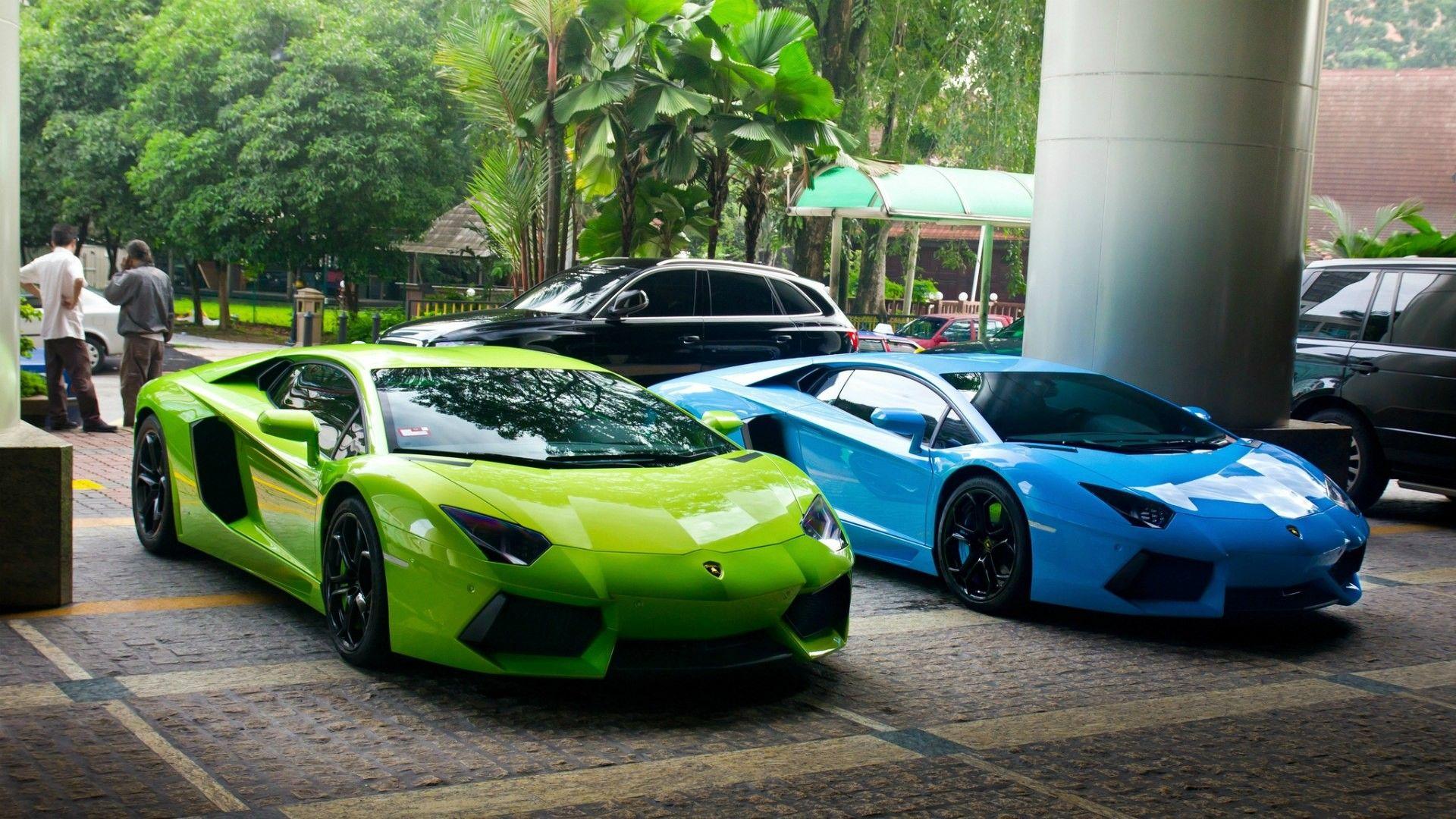 1920x1080 Green and Blue Lamborghini Supercars desktop PC and Mac wallpaper
