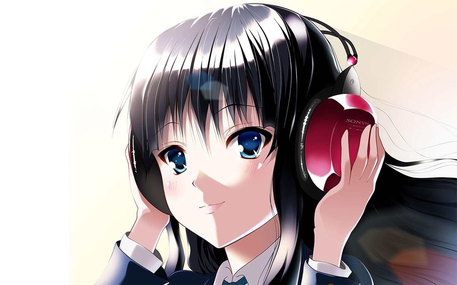 4. Anime girl with curly blue hair and headphones - wide 1