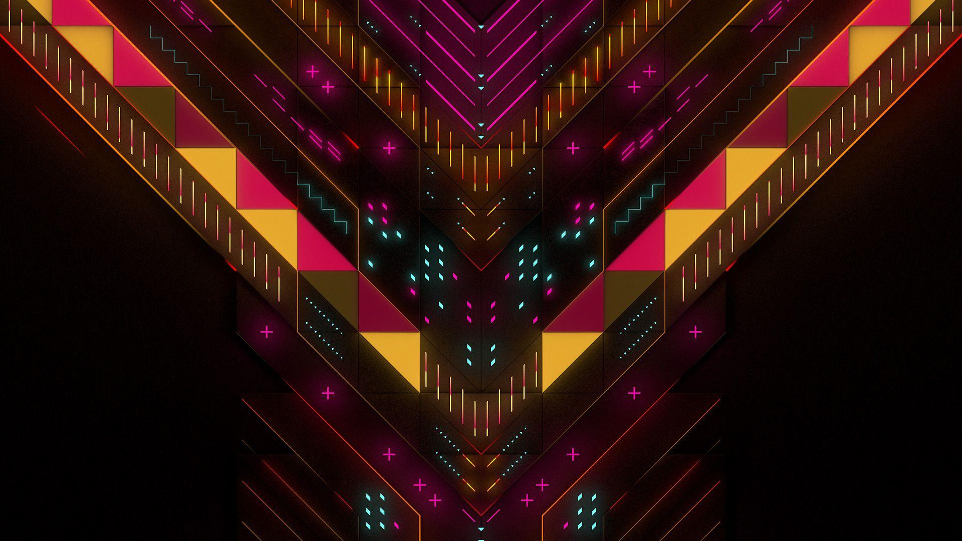 1920x1080 Neon Abstract Geometry Digital Art, HD Abstract, Hình nền 4k
