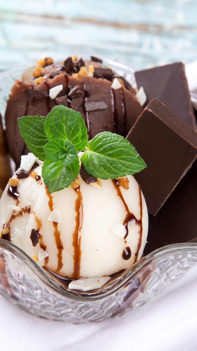 800x1422 Ice Cream, ice cream, chocolate, mint, dessert, HD phone wallpaper