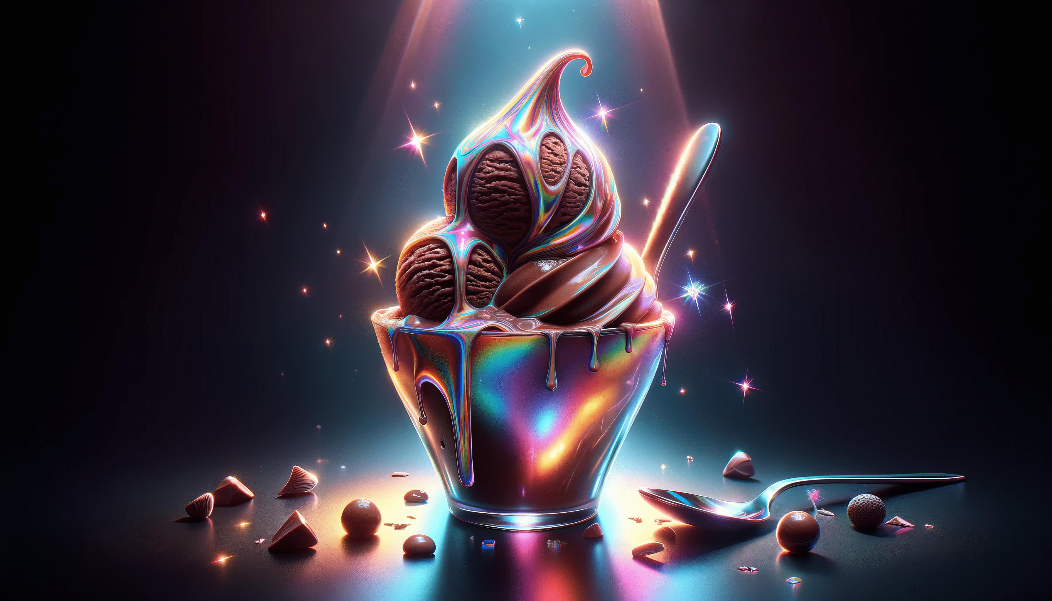 3584x2048 HD Chocolate Ice Cream Wallpaper Dessert Background