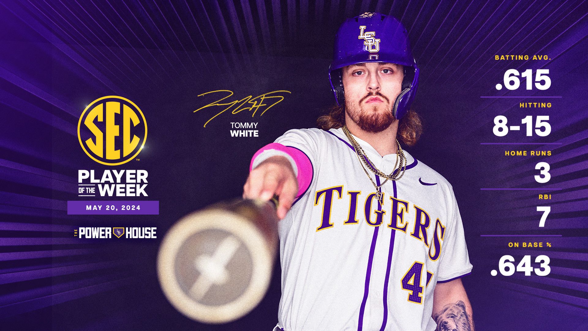 1920x1080 Tommy White Named SEC Player of the Week Official Athletics Website