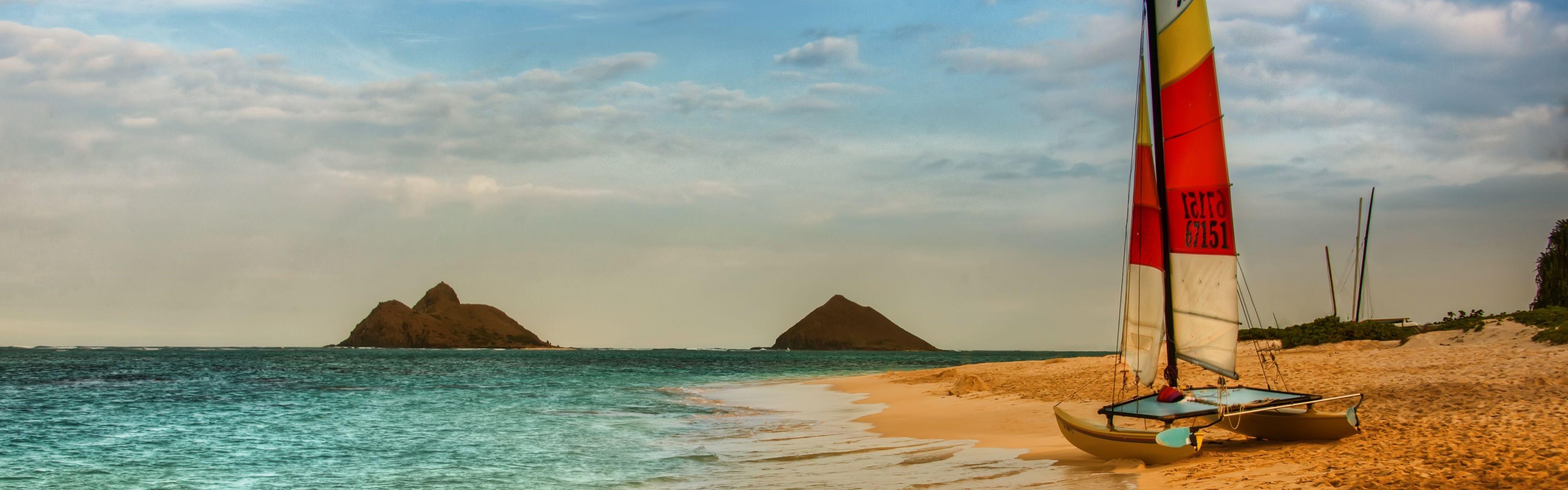 3840x1200 Free download On Oahu Beach iPhone Panoramic Wallpaper Download