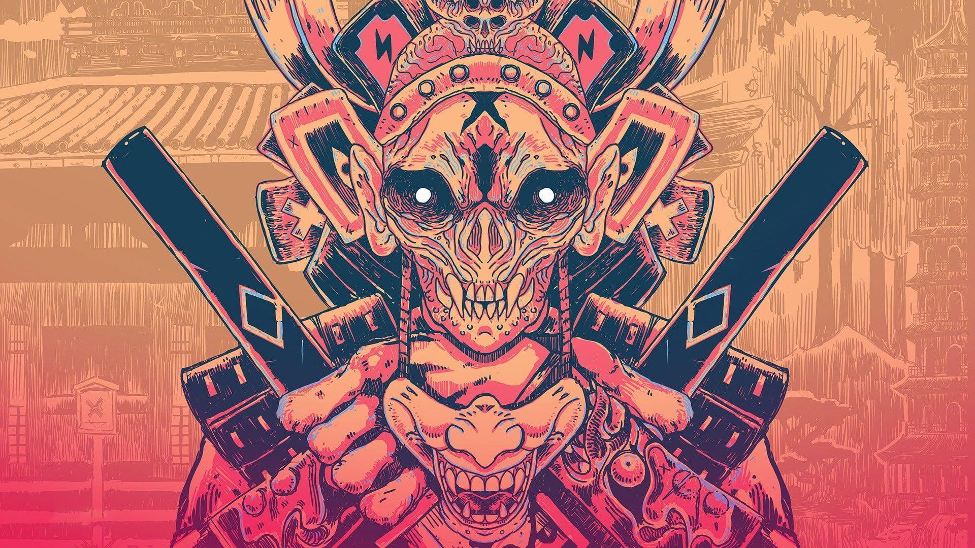 1920x1080 picture #samurai #mask digital art P #wallpaper #hdwallpaper