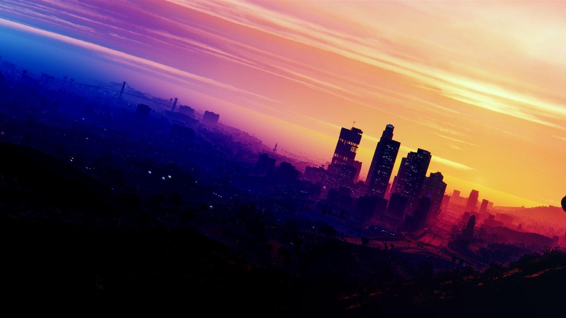 1920x1080 Wallpaper Grand Theft Auto V, motorbike, city 3840x1200 Multi