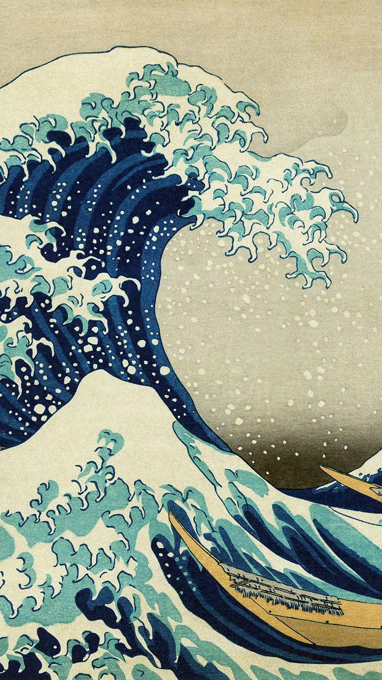 750x1334 Wallpaper Great Wave Off Kanagawa