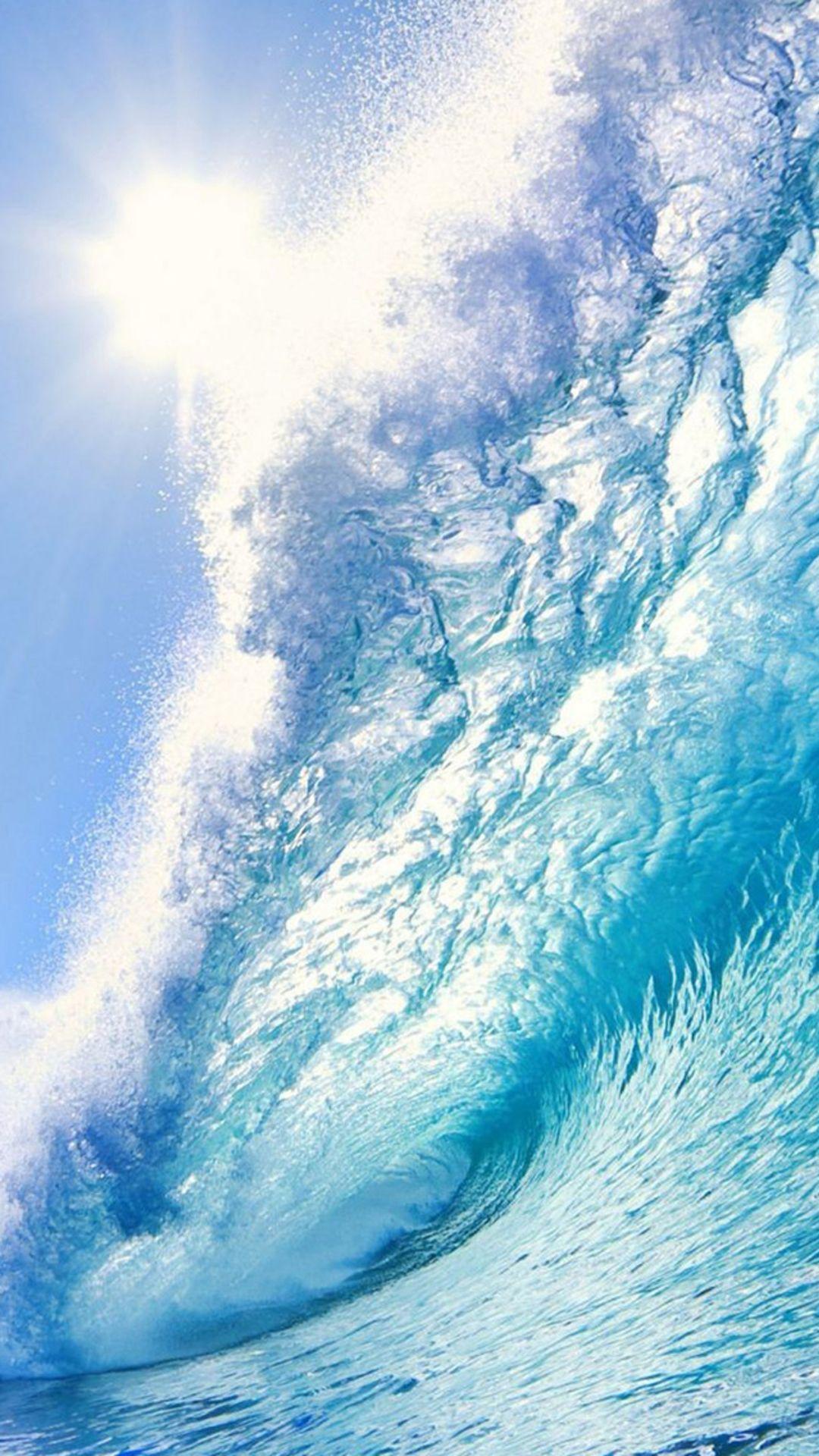 1080x1920 Nature Huge Ocean Surging Wave Under Sunshine iPhone 8 Wallpaper Free Download