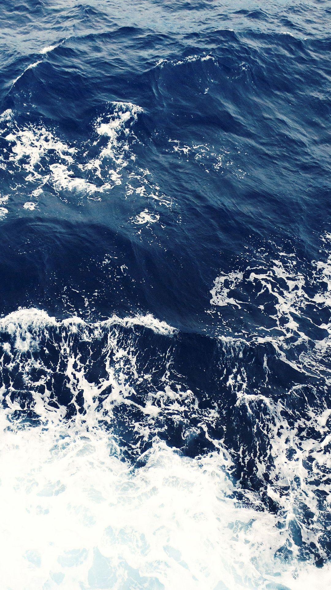 1080x1920 Foamy Blue Ocean Waves iPhone 8 Wallpaper Free Download