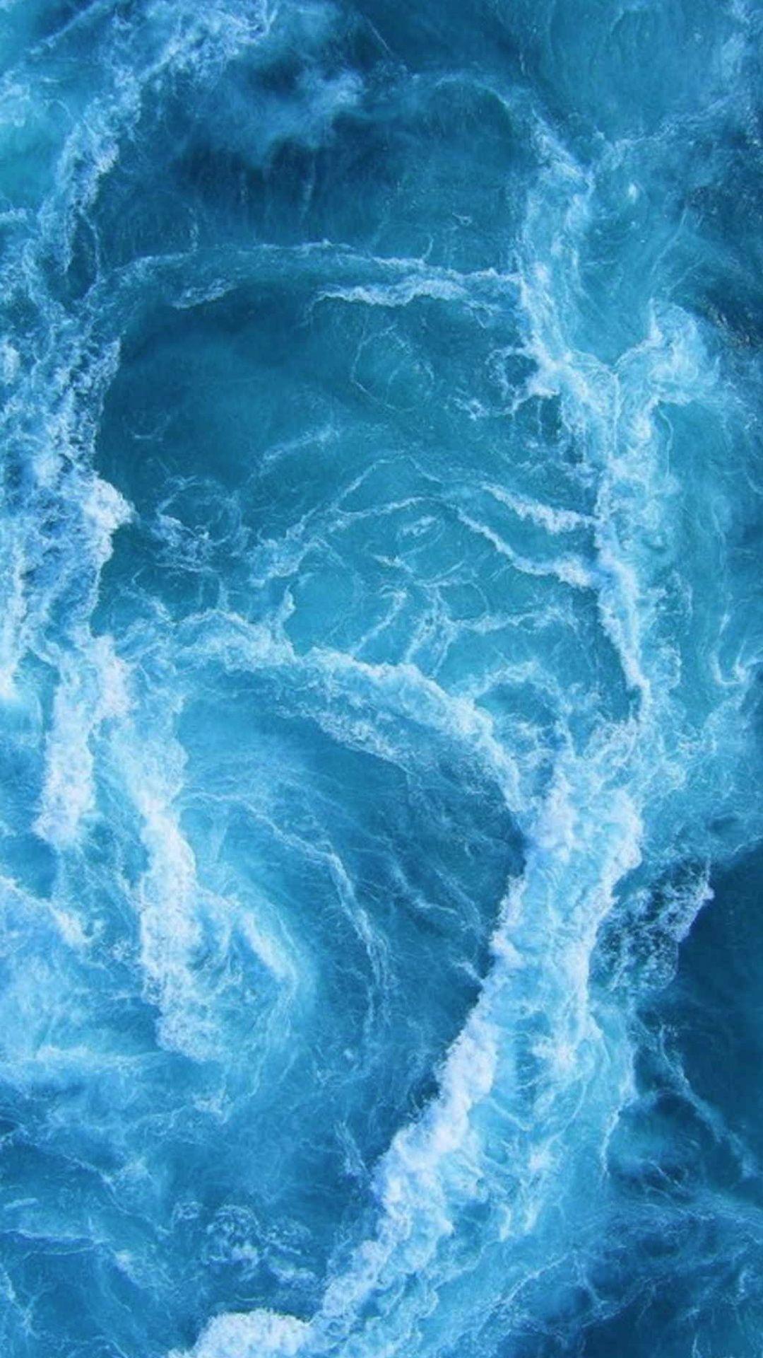 1080x1920 Swirling Blue Ocean Waves iPhone 8 Wallpaper Free Download