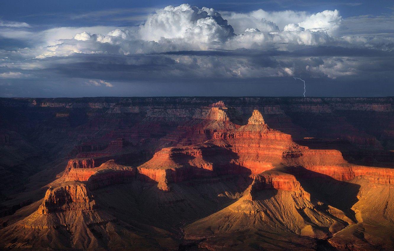 1332x850 Wallpaper the sky, clouds, mountains, rocks, lightning, desert