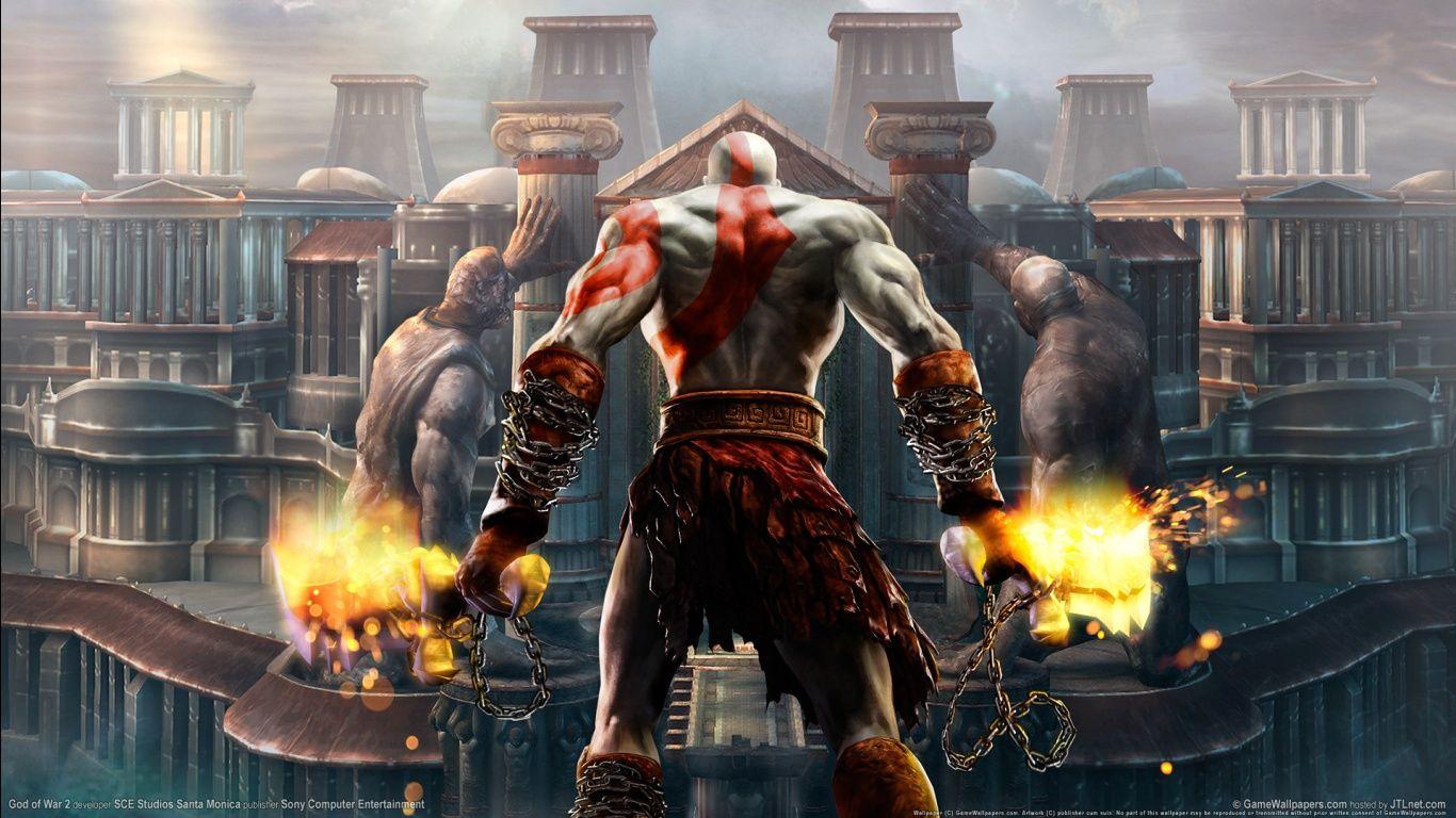 1366x768 God of War 2 HD Wallpaper in jpg format for free download
