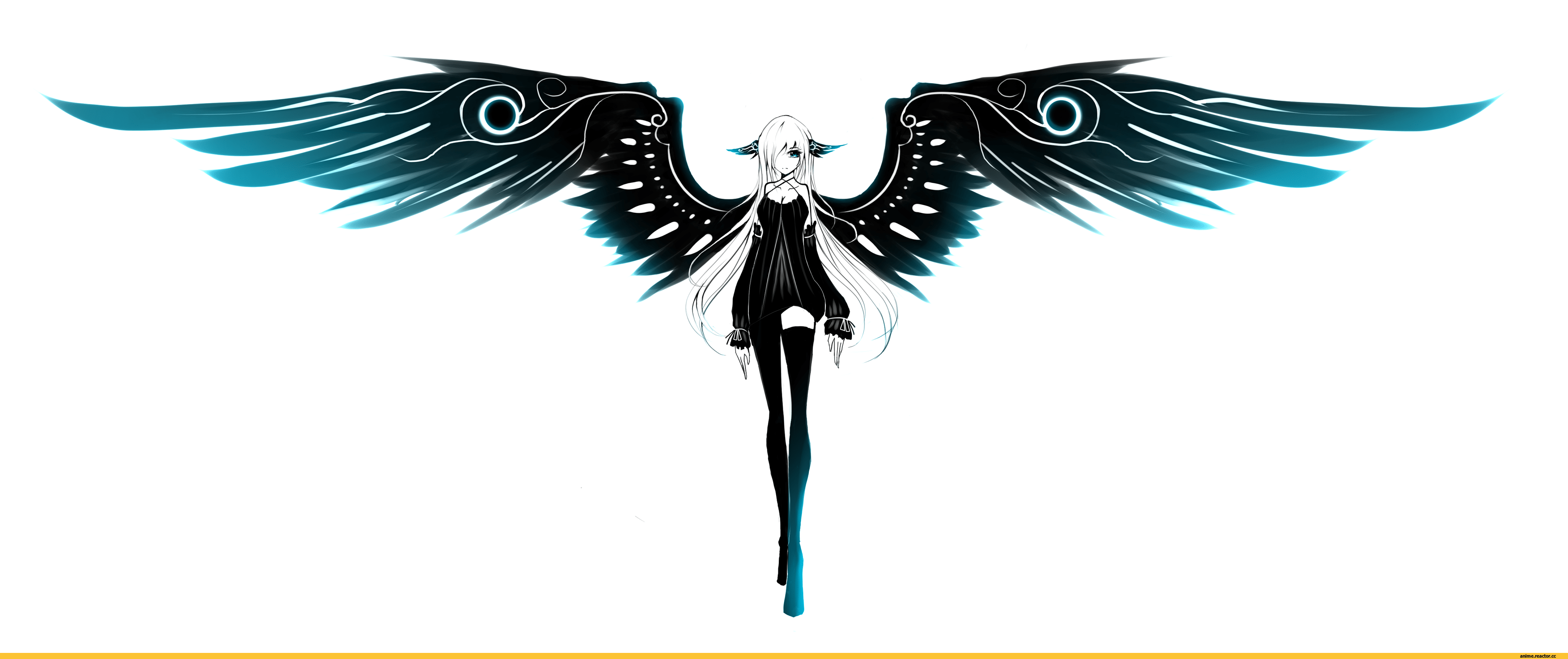 3600x1514 #black dress, #white hair, #angel, #wings, wallpaper. Mocah.org HD Desktop Wallpaper