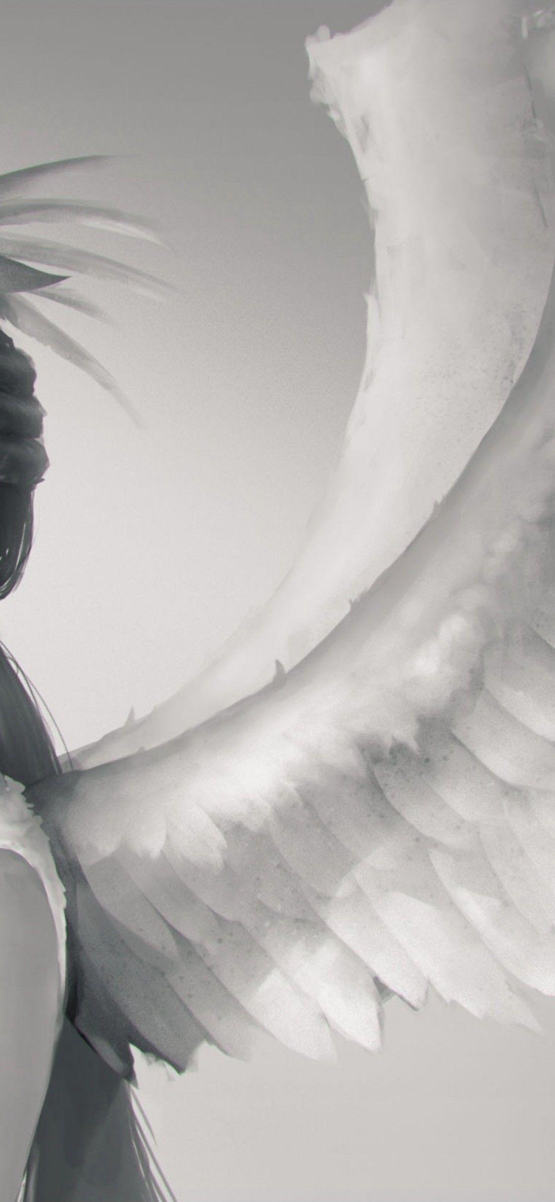1125x2436 Download 1125x2436 Angel, Wings, Profile View Wallpaper