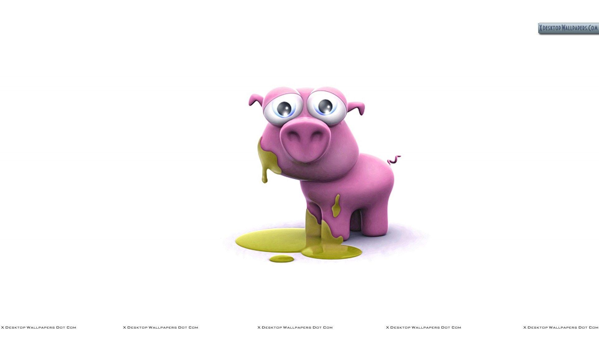 1920x1080 A 3D Pink Dirty Pig hình nền