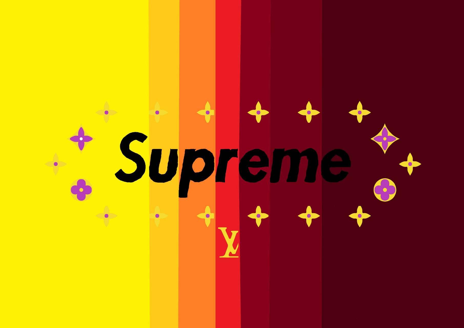 Supreme X LV, desenho, louis vuitton, red, HD phone wallpaper