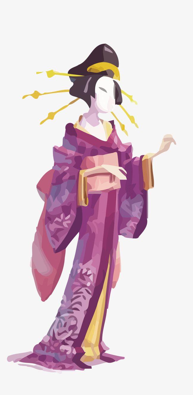 650x1333 Vector Japanese Geisha, Geisha, Japan, Hand Painted PNG and Vector