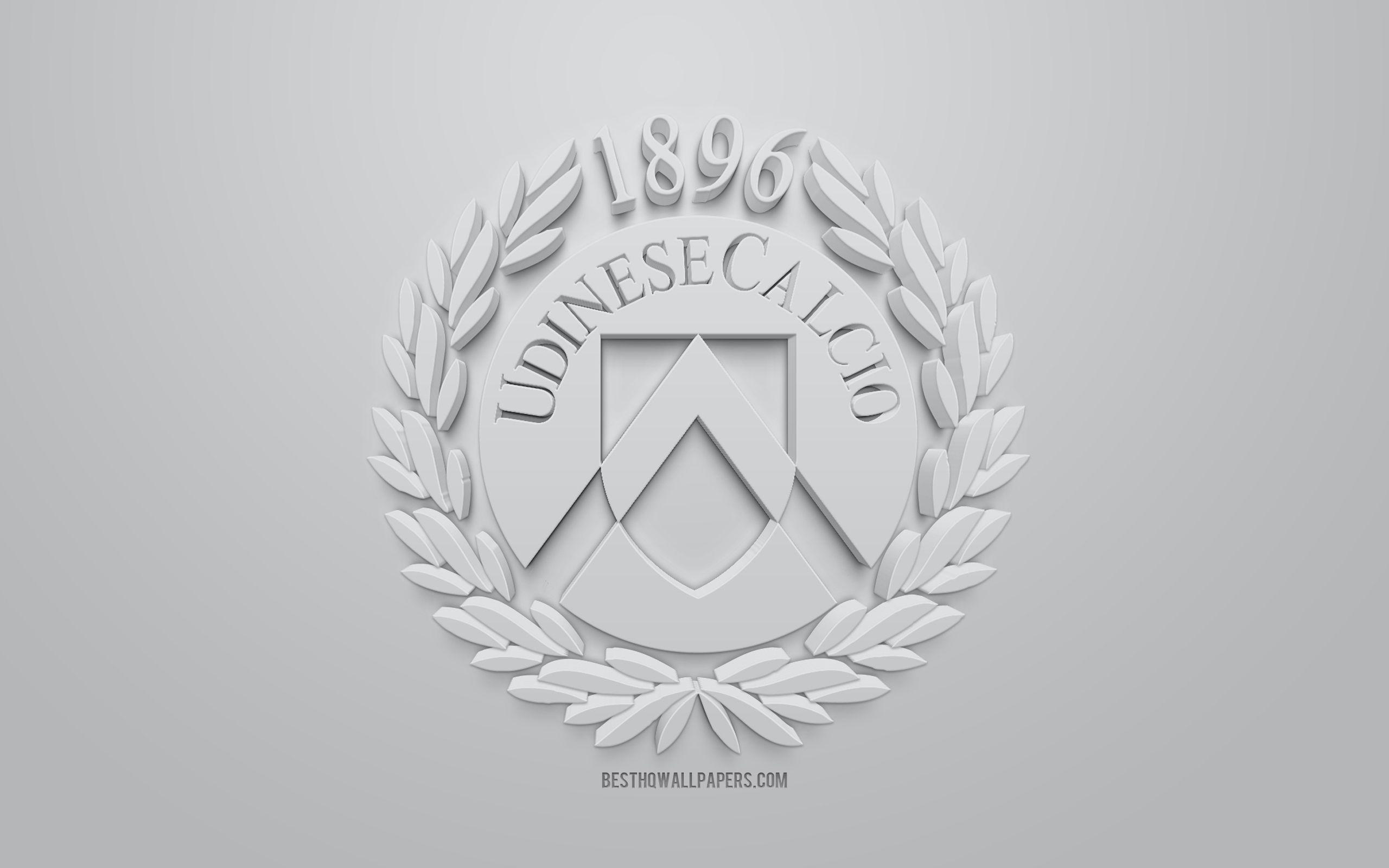 2560x1600 Download wallpaper Udinese Calcio, creative 3D logo, gray
