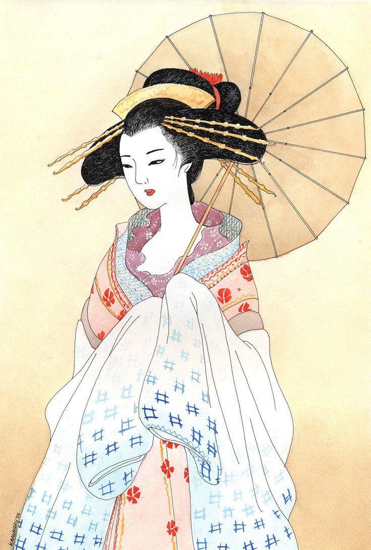 735x1088 Japanese Geisha Drawing.com. Free for personal use