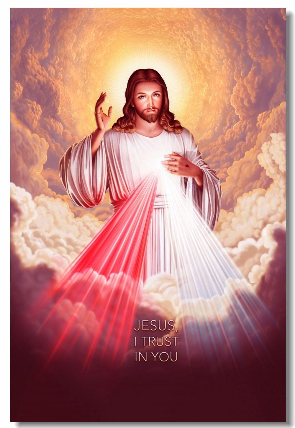 1000x1449 Custom Canvas Wall Decor Jesus Christ Poster God Bless Second Coming Wall Sticker Divine Mercy Wallpaper Bedroom Painting #