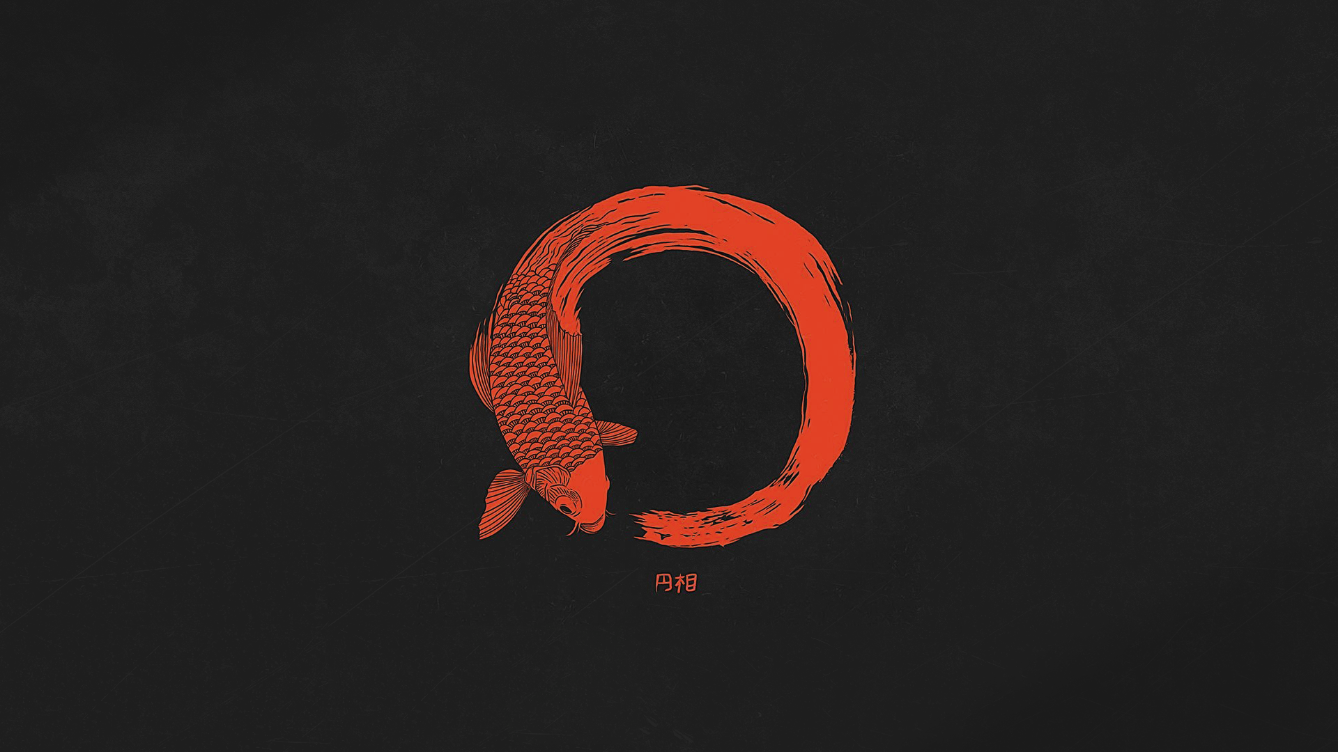 1920x1080 #red, #fish, #ensō, #minimalism, #dark, wallpaper. Mocah.org HD Wallpaper