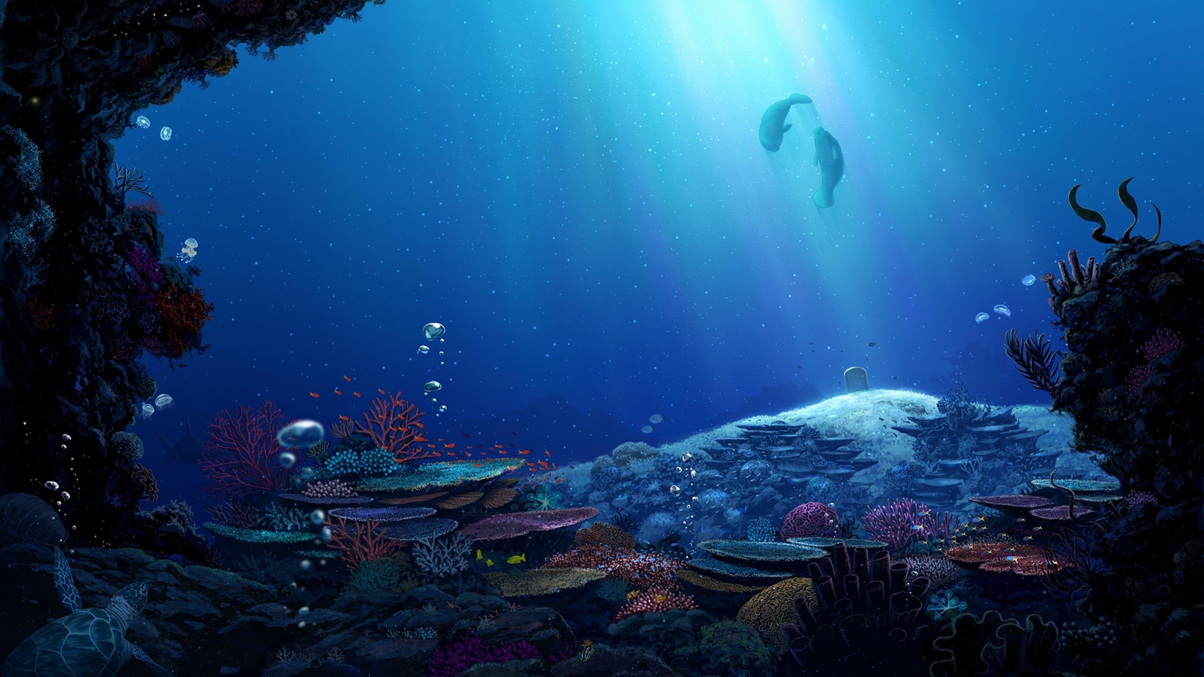 Download wallpaper 840x1160 bubble, underwater, cute, anime girl