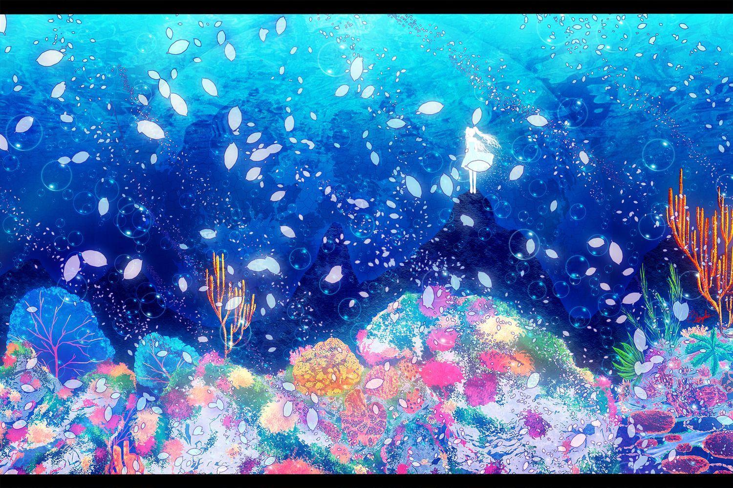 HD wallpaper Anime Original Fish Manta Ray Shark Underwater   Wallpaper Flare