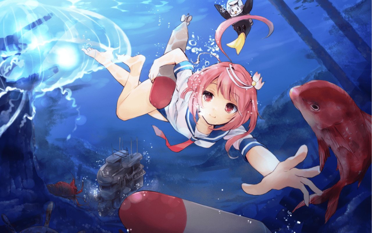 HD desktop wallpaper: Anime, Girl, Underwater, Bubble download free picture  #993035