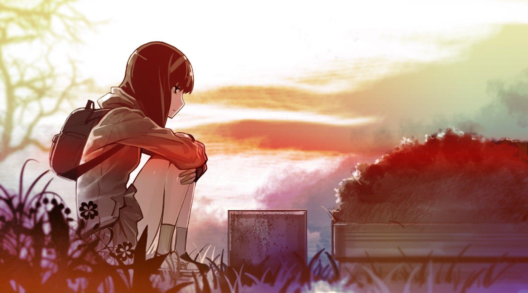 This Is What Loneliness Looks Like Lonely Anime Girl Sitting On The Bench  Live Wallpaper  3840x2160  Rare Gallery HD Live Wallpapers