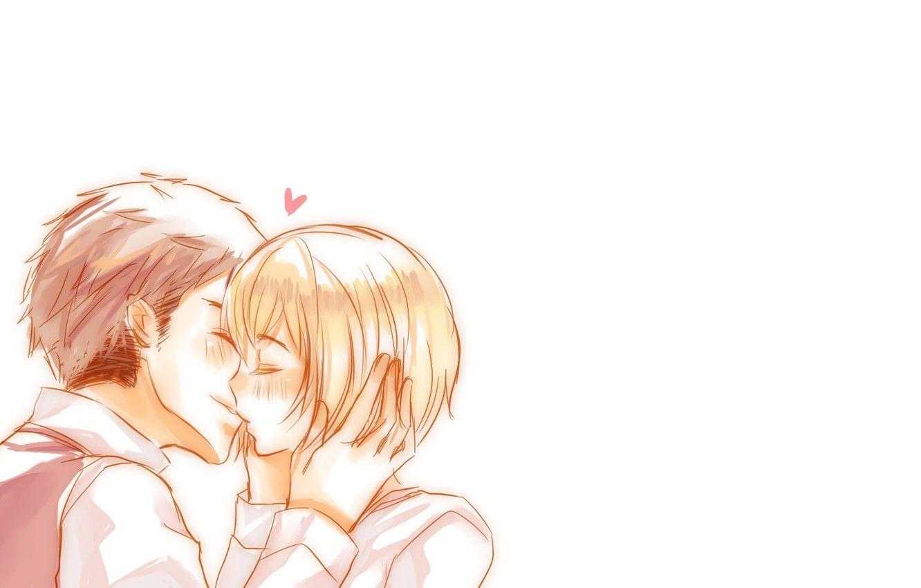 1332x850 Wallpaper kiss, art, guys, Shingeki no Kyojin, Armin Arlert, senen