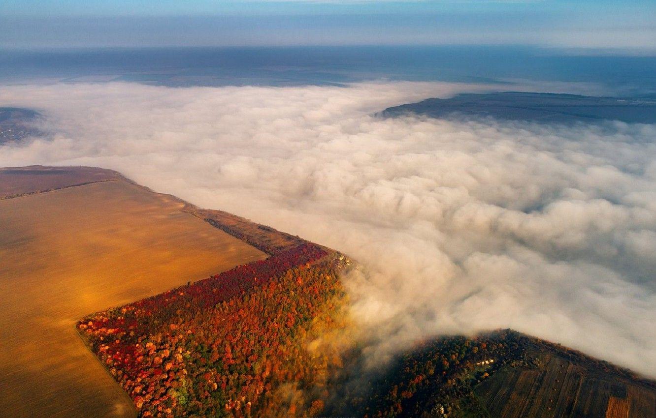 1332x850 Wallpaper autumn, fog, river, morning, Moldova image for desktop