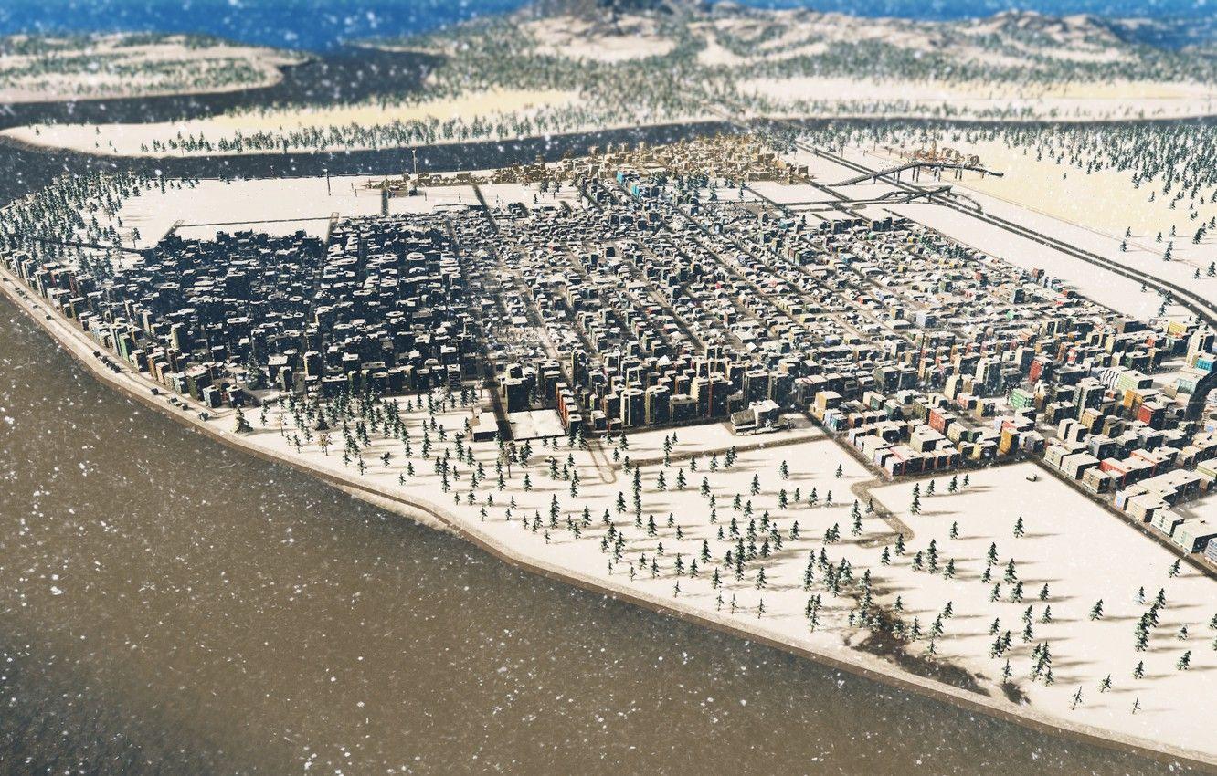 1332x850 Wallpaper snow, the city, industry, cities skylines image
