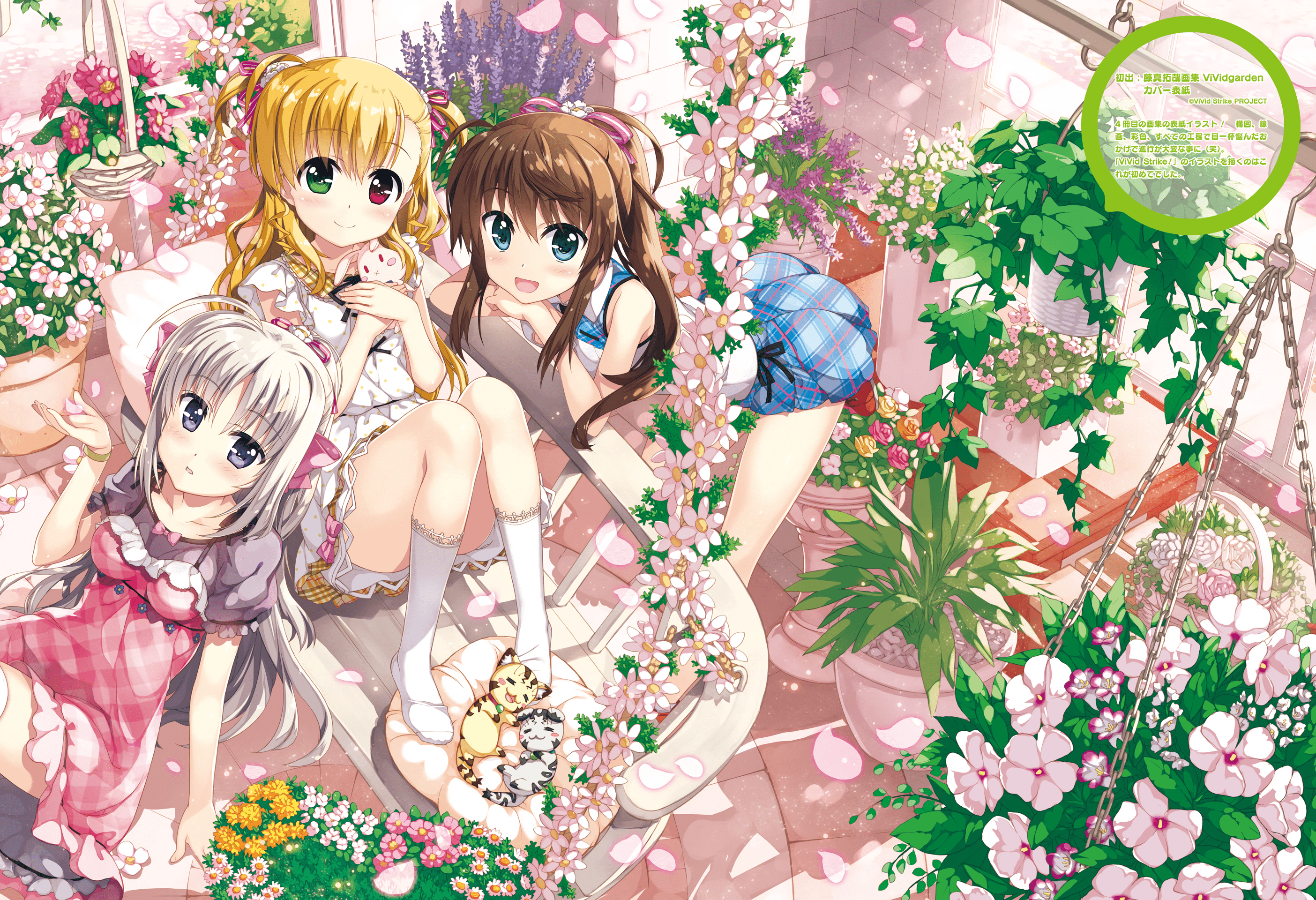 2808x1920 animal aqua eyes bicolored eyes blonde hair blush bow brown hair