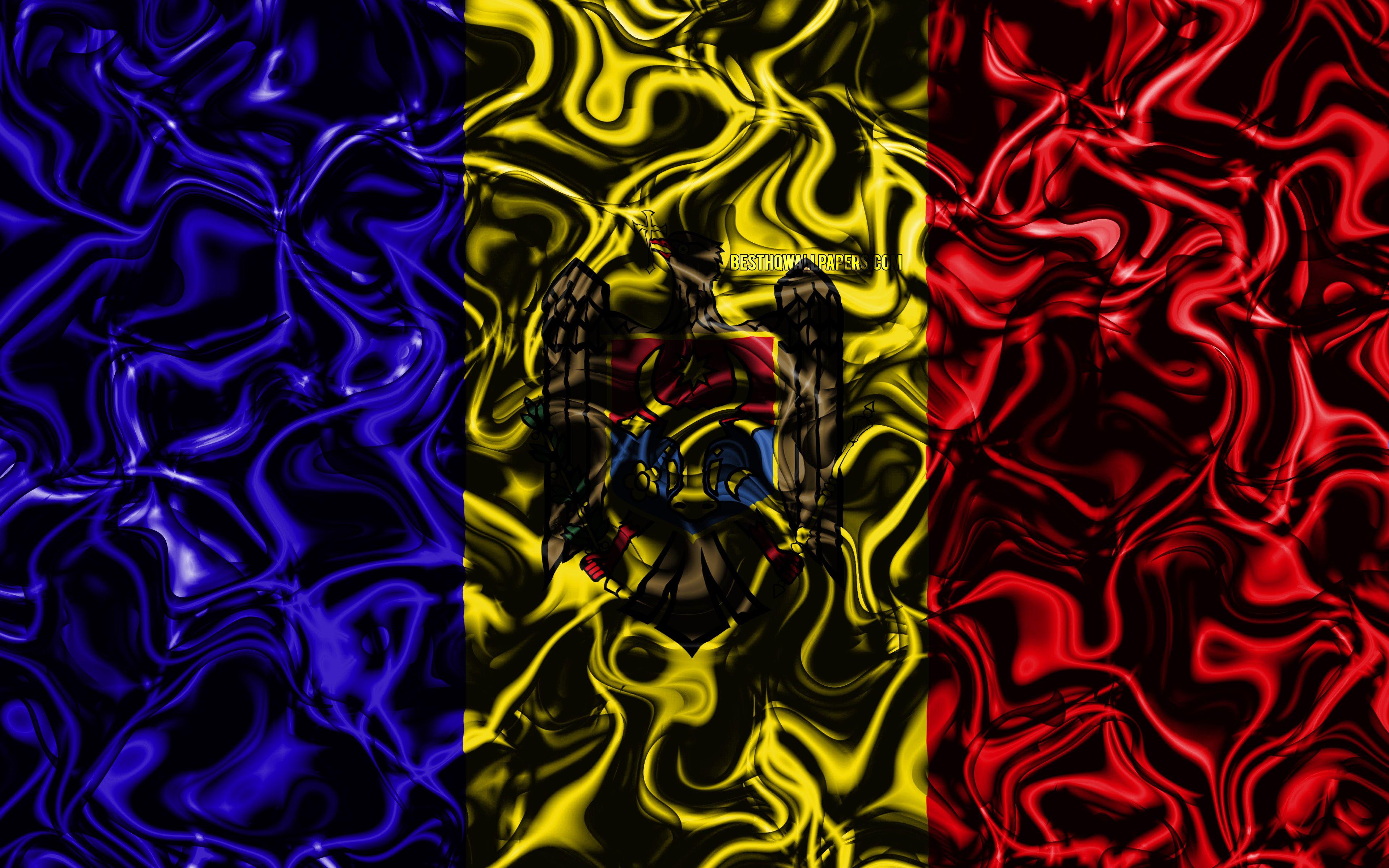 3840x2400 Download wallpaper 4k, Flag of Moldova, abstract smoke, Europe