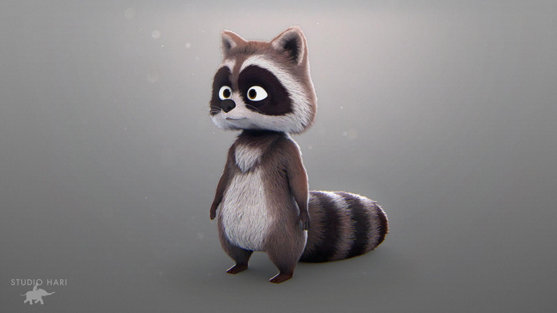 1920x1080 Little Raccoon, Tony Lebrun. Эскизы животных, Еноты