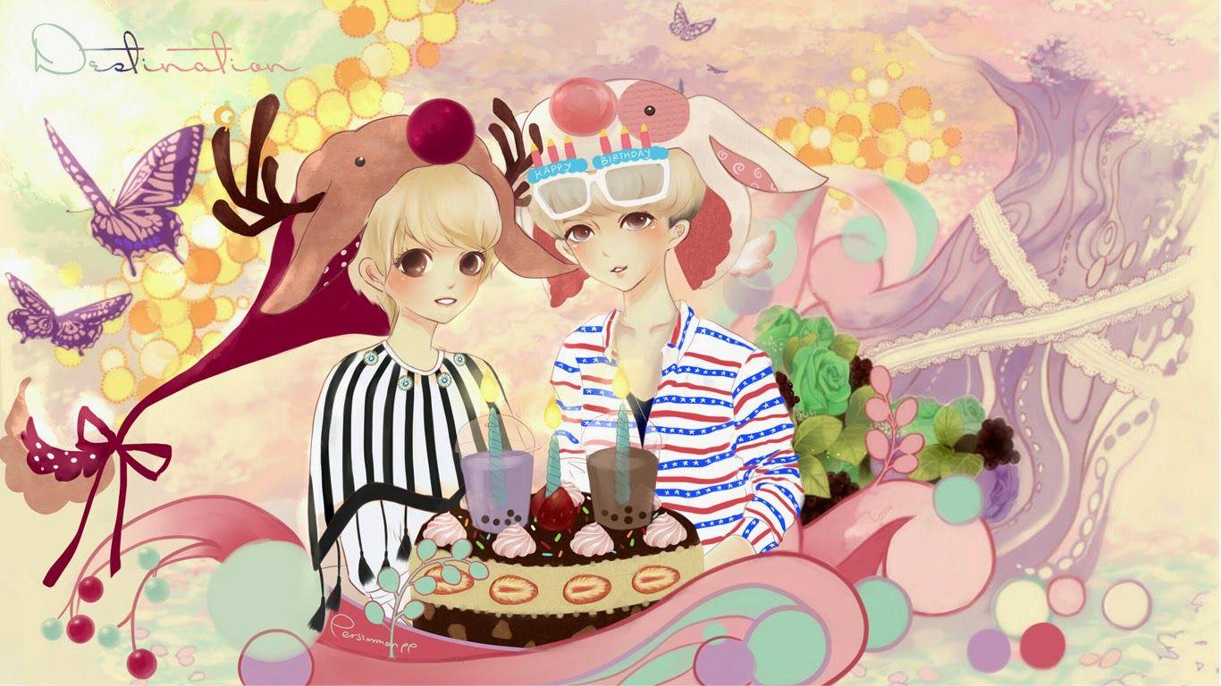 1366x768 KPop_Awesome Wallpaper HD: EXO HunHan Fanart Wallpaper