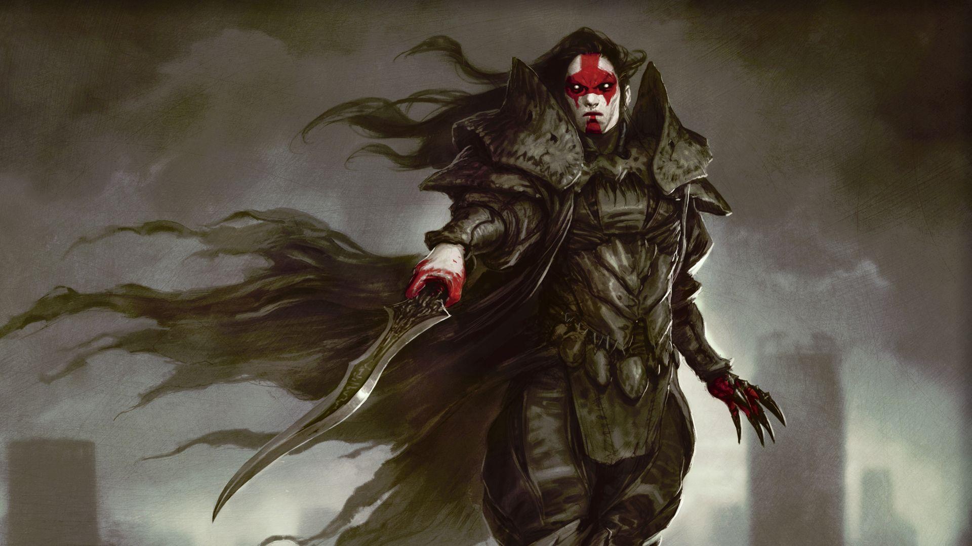 1920x1080 vampires, Jason Chan, warriors, blade, armor, artwork, weapons