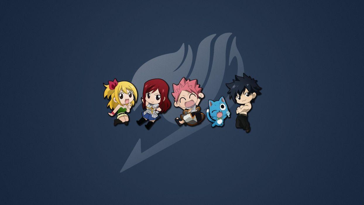 1244x700 Happy chibi Fairy Tail Scarlet Erza Fullbuster Gray Dragneel Natsu simple background Heartfilia Lucy wallpaperx1080