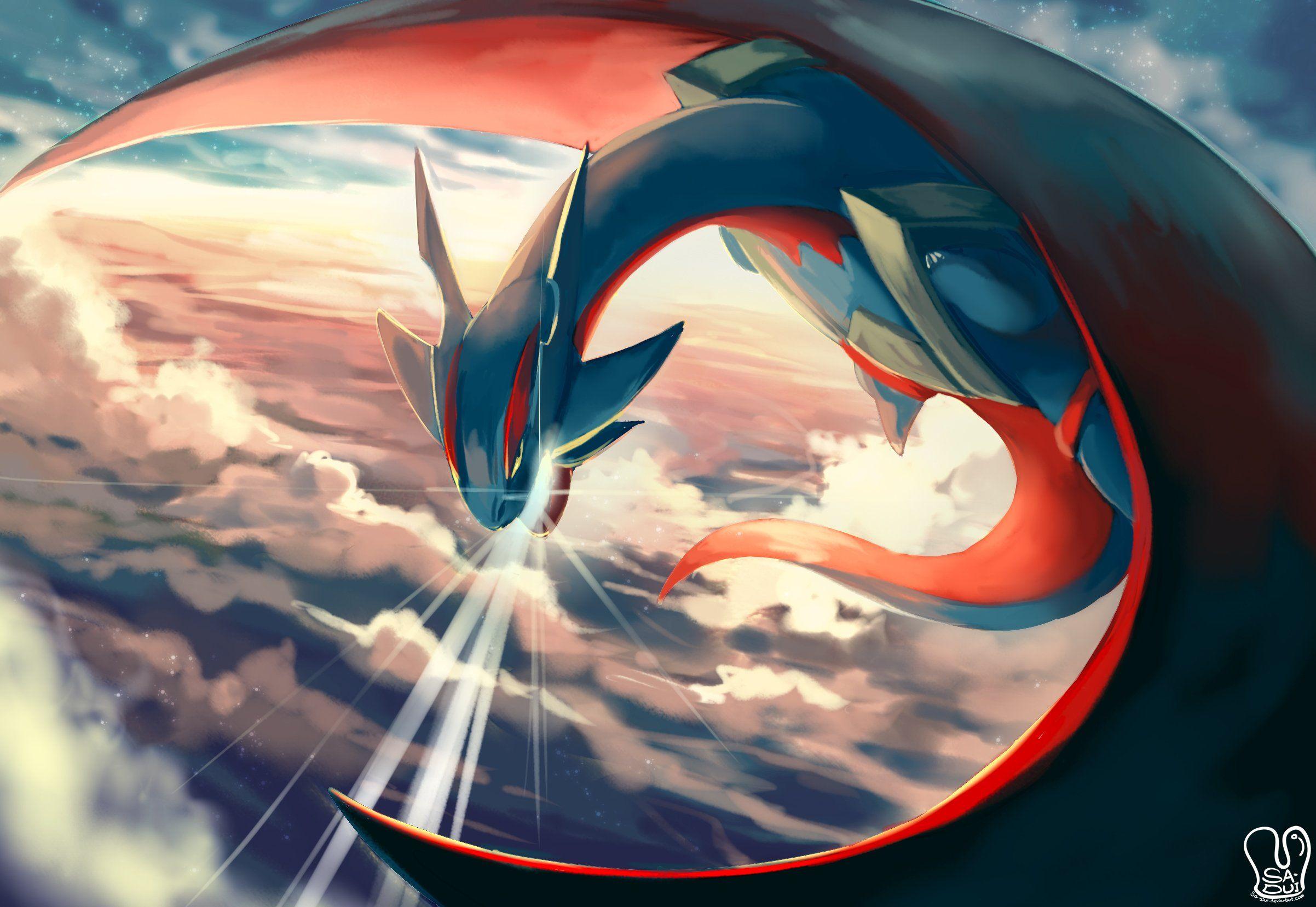 2404x1658 clouds, Dragon, Mega, Salamence, Pokemon, Sa dui, Salamence, Sky