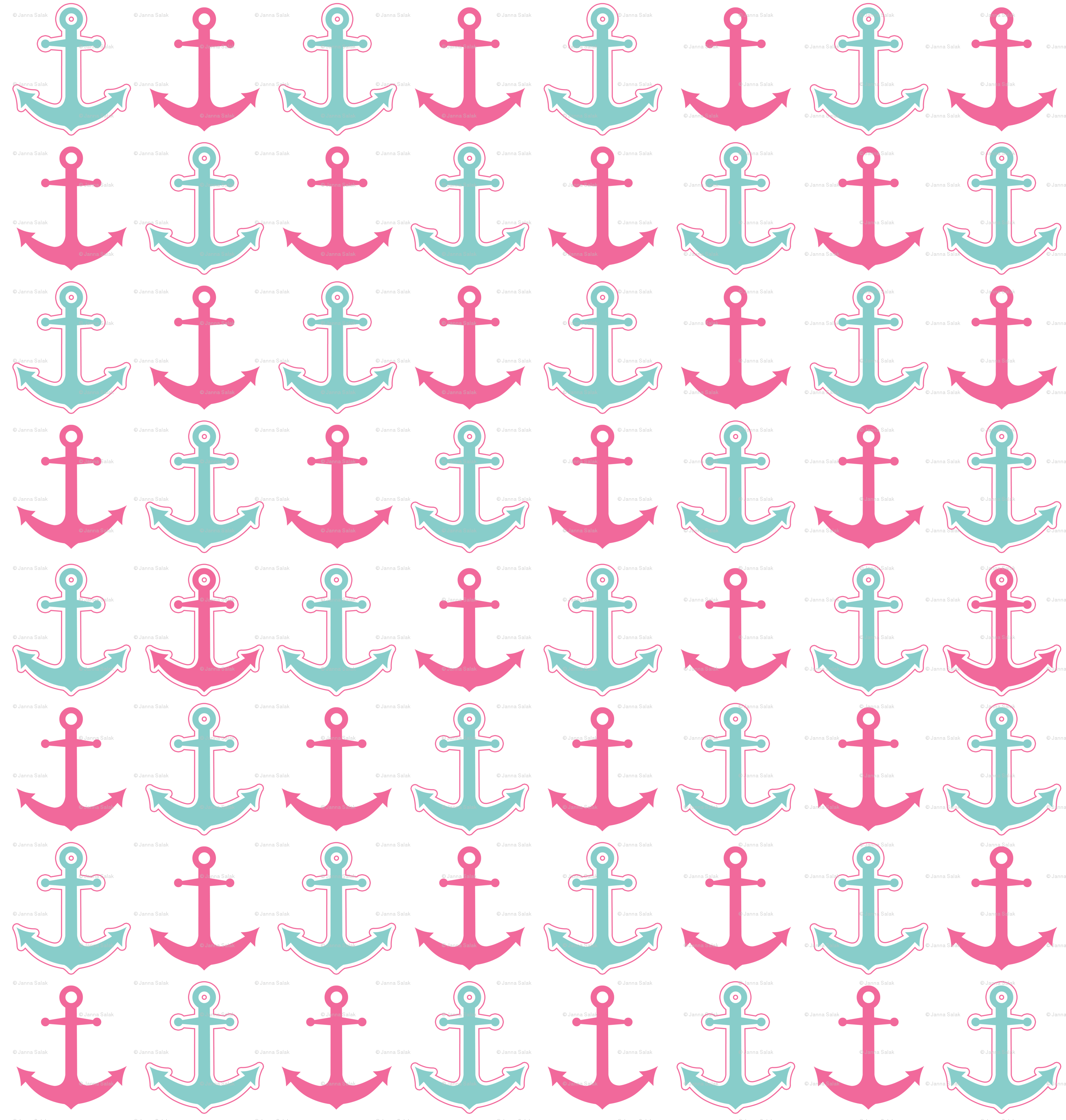 2468x2592 Anchor's Away! Pink and Aqua wallpaper