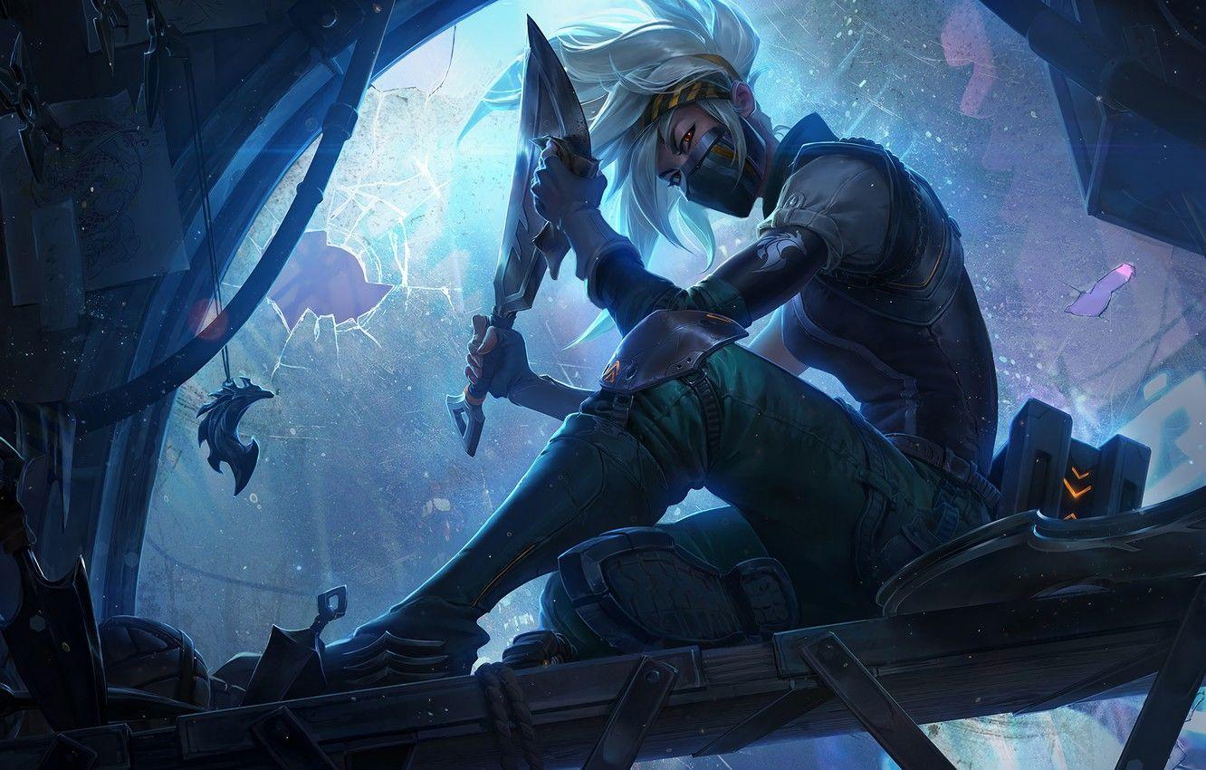 1332x850 Wallpaper look, girl, blade, knife, art, Akali, League of Legends