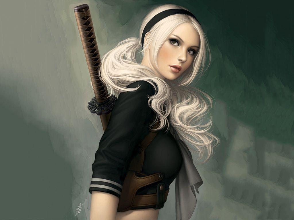 1024x768 Wallpaper Woman Samurai Description The Above Is Blonde Girl