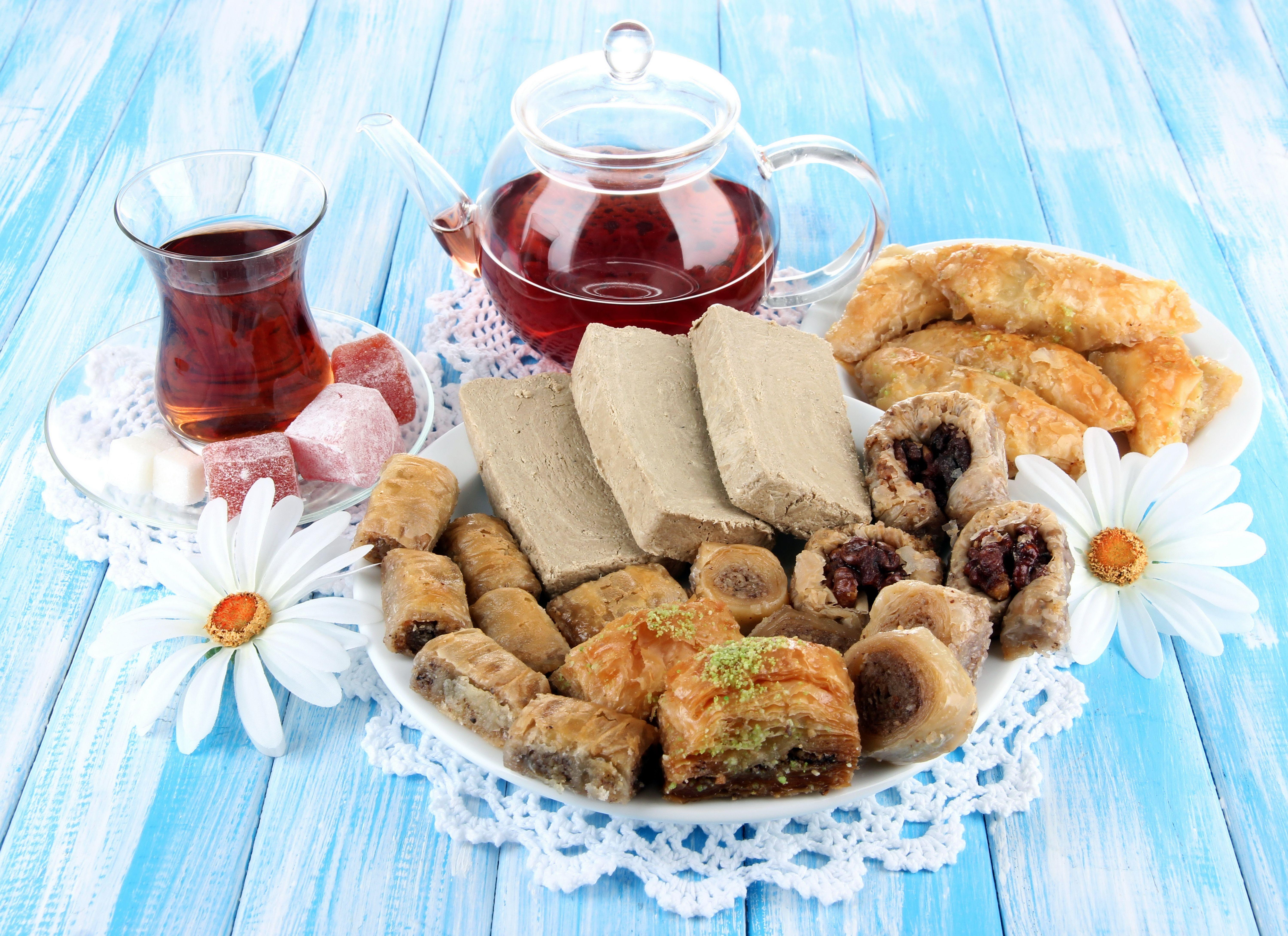 6000x4360 Desktop Wallpaper Turkish Tea Buns Food Sweets Pastry 6000x4360