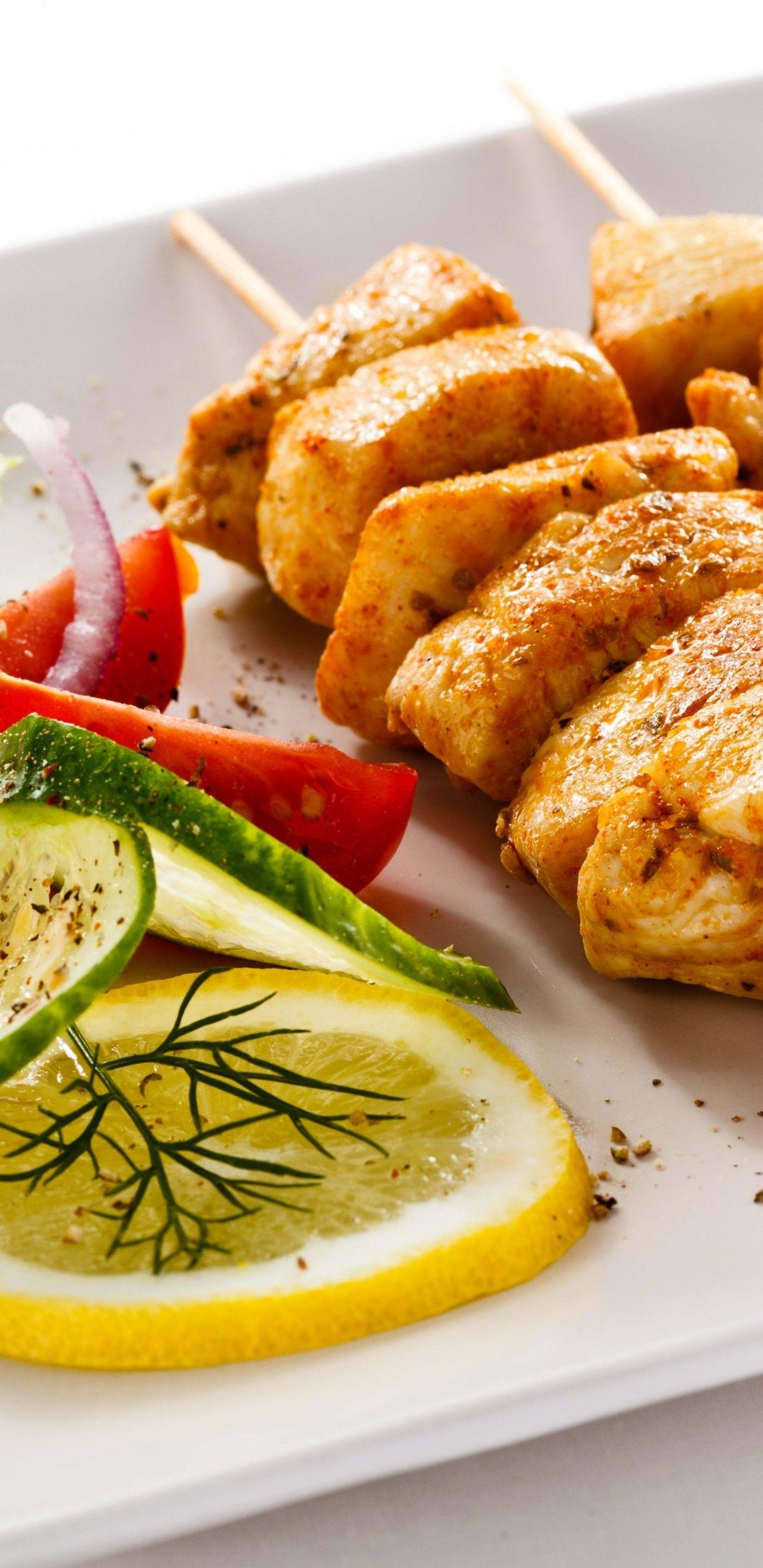 1440x2960 Download 1440x2960 Chicken Kebab, Turkish Food, Lemon, Tomato Wallpaper for Samsung Galaxy S Note S S8+, Google Pixel 3 XL