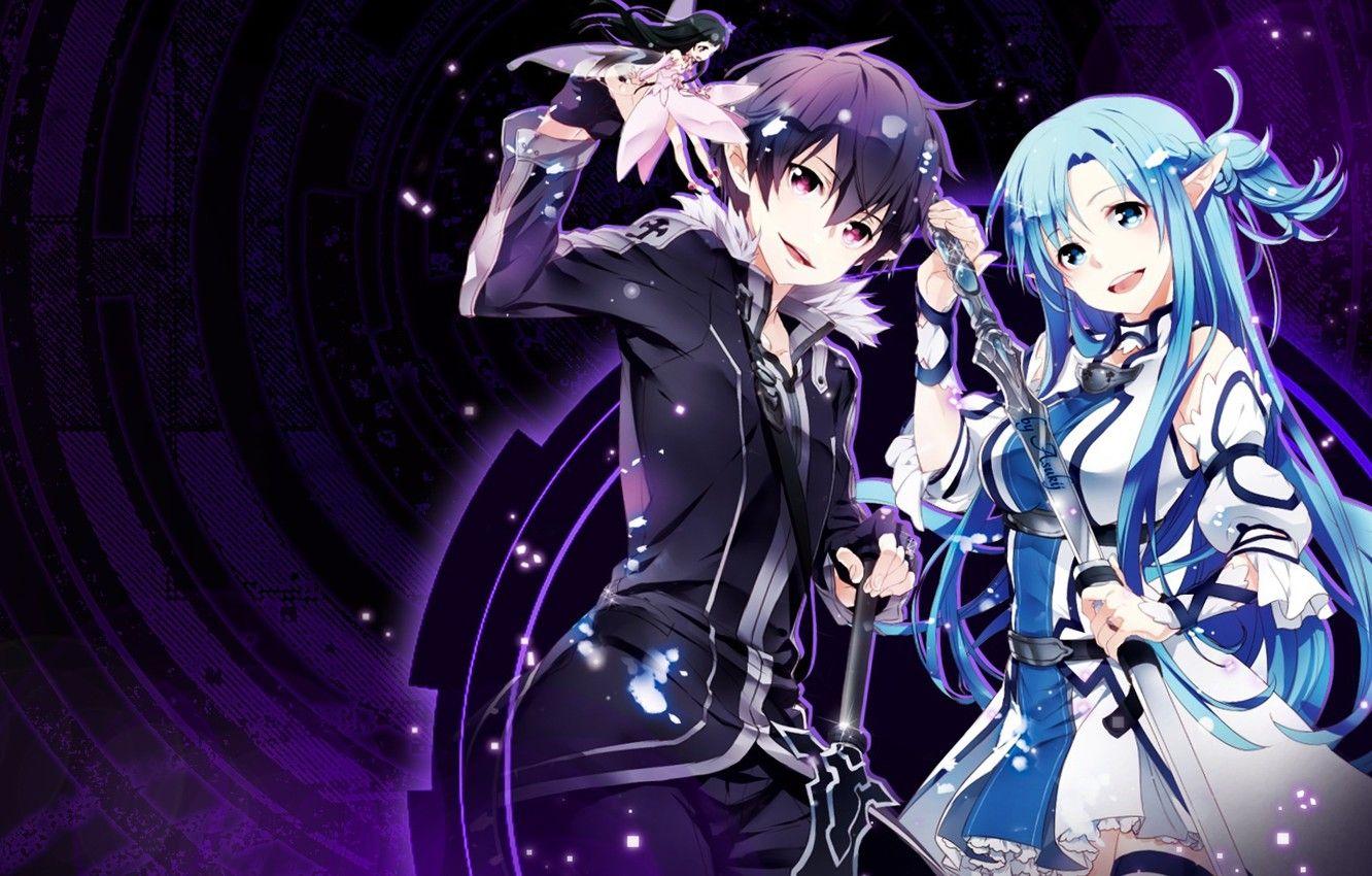 1332x850 Wallpaper look, anime, art, guy, Sword art online, Sword Art Online, Asuna, Kirito image for desktop, section прочее