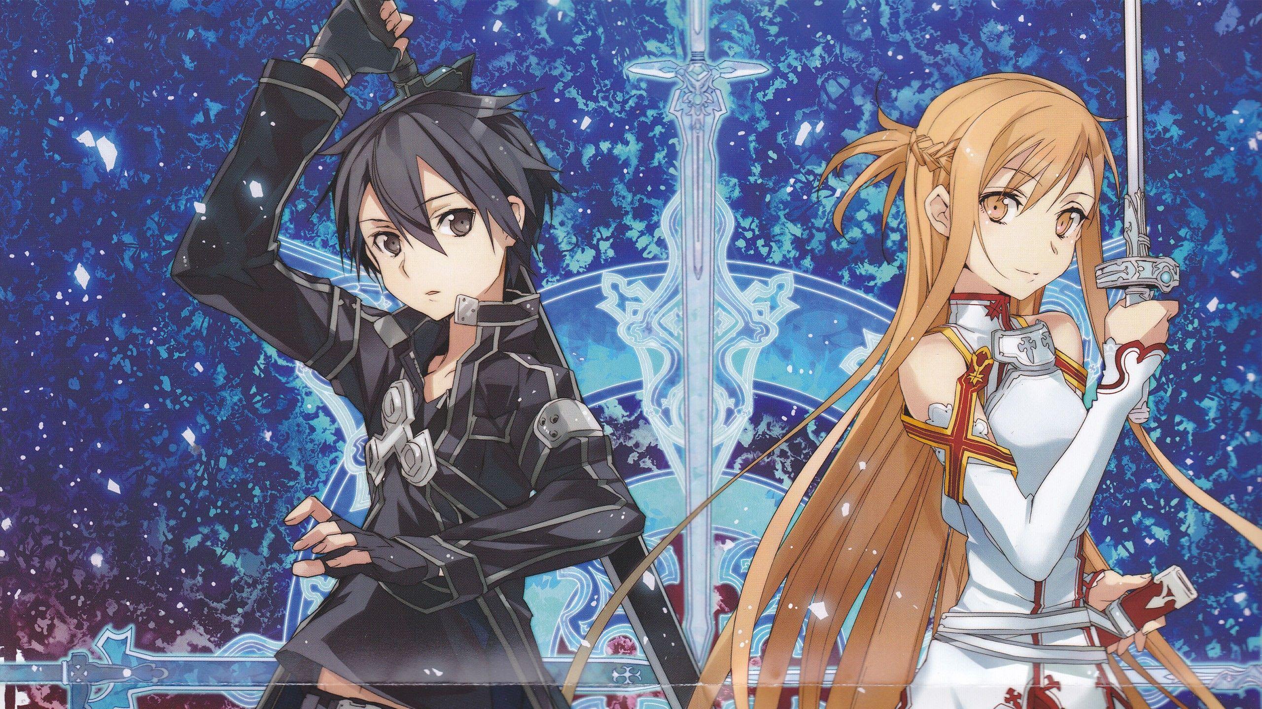 2560x1440 Sword Art Online Yuuki Asuna Kirigaya Kazuto Kirito wallpaperx1440