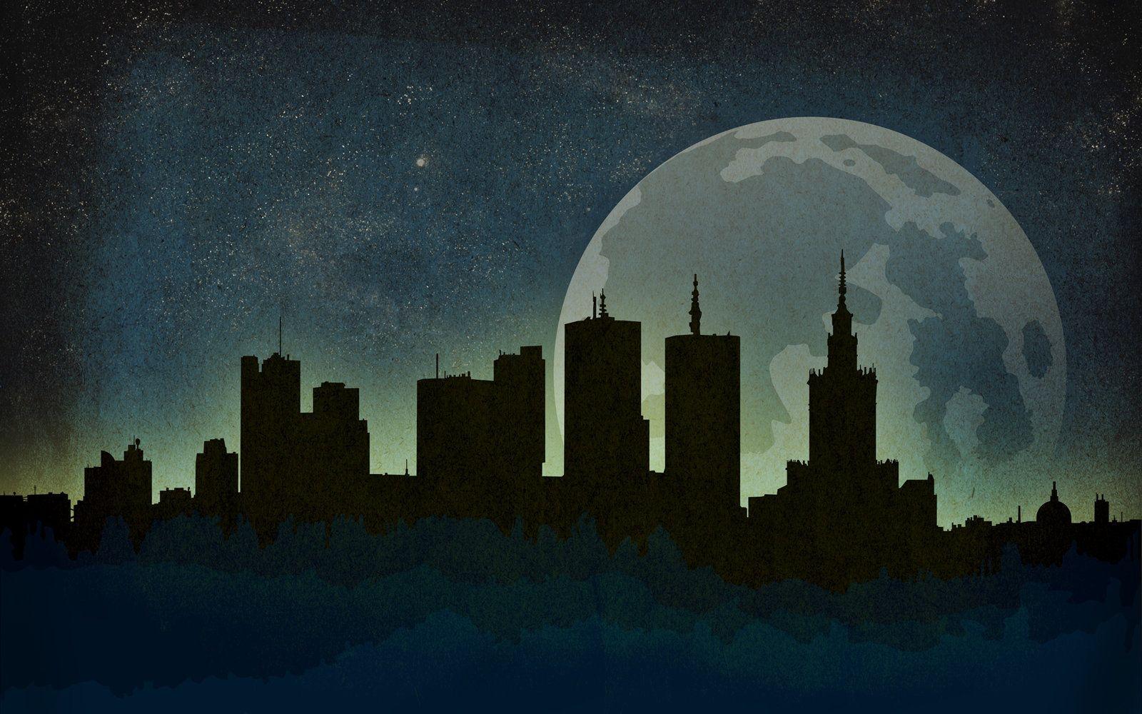 1600x1000 Warsaw Night Skyline Wallpaper